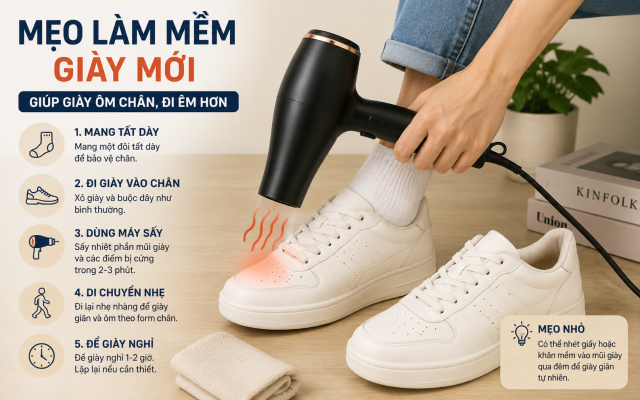 Cách đi giày không bị đau mũi chân bằng mẹo làm mềm giày mới
