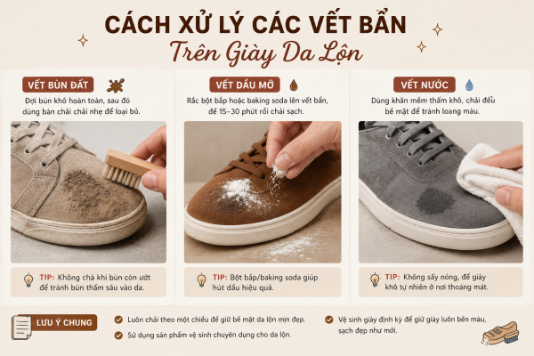 Dụng cụ cần thiết trong cách vệ sinh giày da lộn
