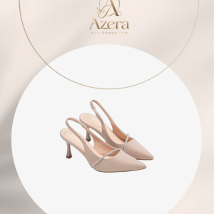 Giày cao gót sling back mũi nhọn phối charm