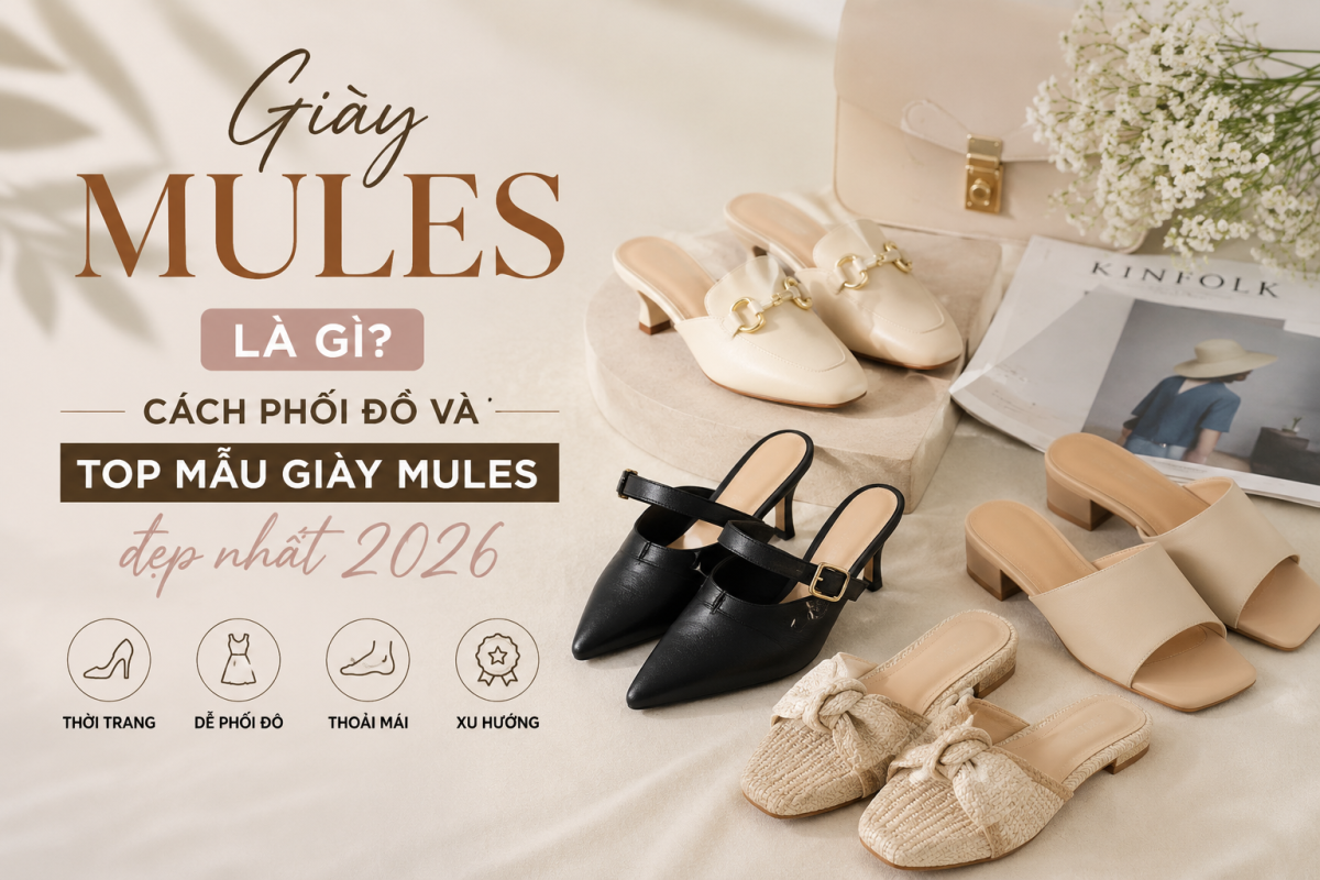 Giày mules là một trong những xu hướng thời trang nổi bật hiện nay nhờ thiết kế hở gót tiện lợi, mang lại sự thoải mái và thanh lịch. Hình ảnh tổng hợp các mẫu giày mules hiện đại như Square Toe Mules, Pointed Toe Mules, Kitten Heel Mules, Platform Mules, Loafer Mules và nhiều kiểu dáng thời thượng khác. Đây là những lựa chọn lý tưởng cho phụ nữ yêu thích phong cách tối giản, sang trọng và dễ dàng phối hợp với nhiều trang phục khác nhau trong cuộc sống hàng ngày.
